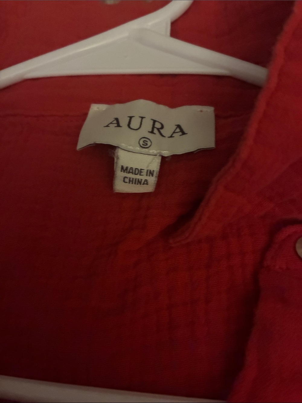 Aura Red Textured Button-Front Top - Picture 2 of 2